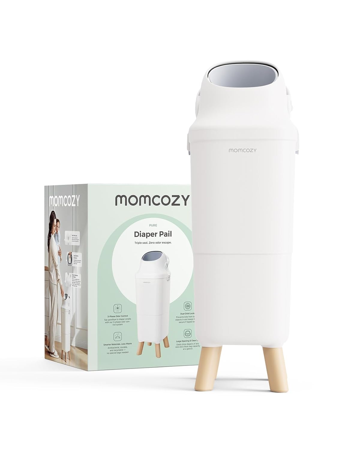 Momcozy Triple-Seal Diaper Pail with Odor Locking, Ergonomic Height Design