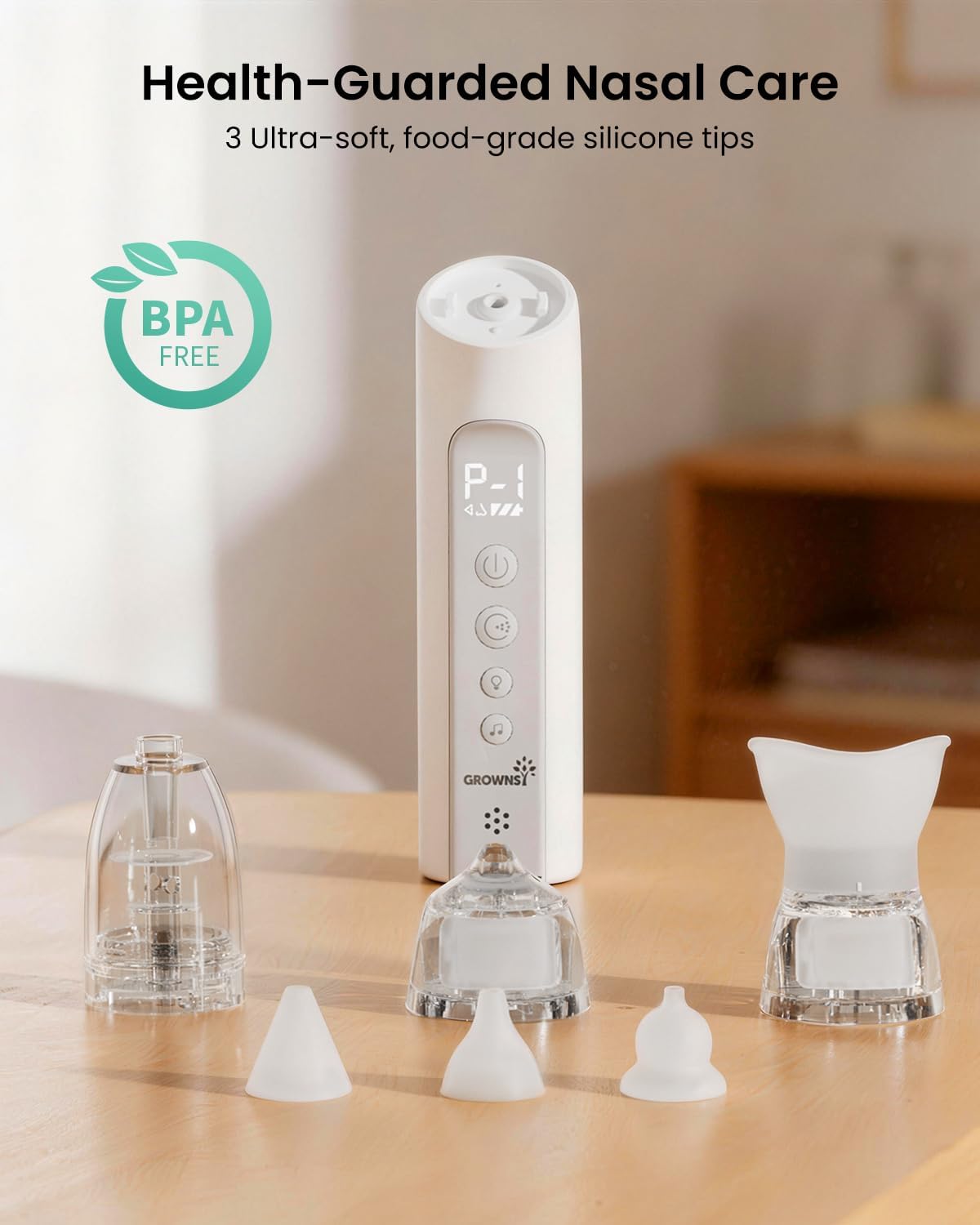 GROWNSY SniffEase 3-in-1 Baby Nasal Aspirator – Spray, Suction & Mist, Grey