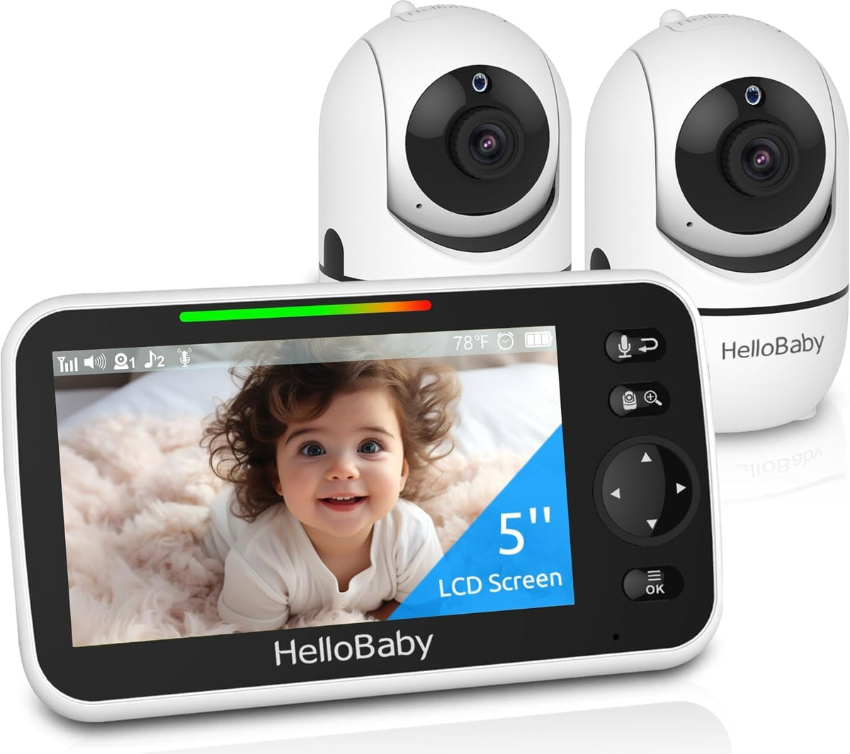 HelloBaby 6" No WiFi Video Baby Monitor with Camera Audio, 33H Battery