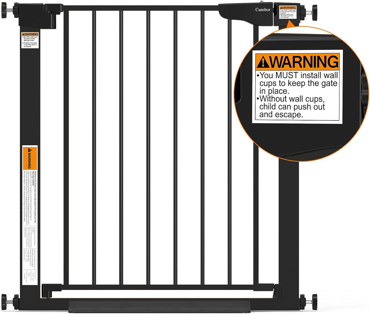 Cumbor 29.7-51.5 in Extra Wide Baby Gate for Stairs, Dog Gate Indoor Black
