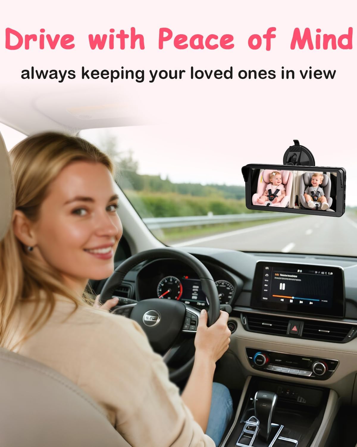 Rohent Dual Baby Car Camera for 2-Kids: 6.9'' HD Split Screen 1080P
