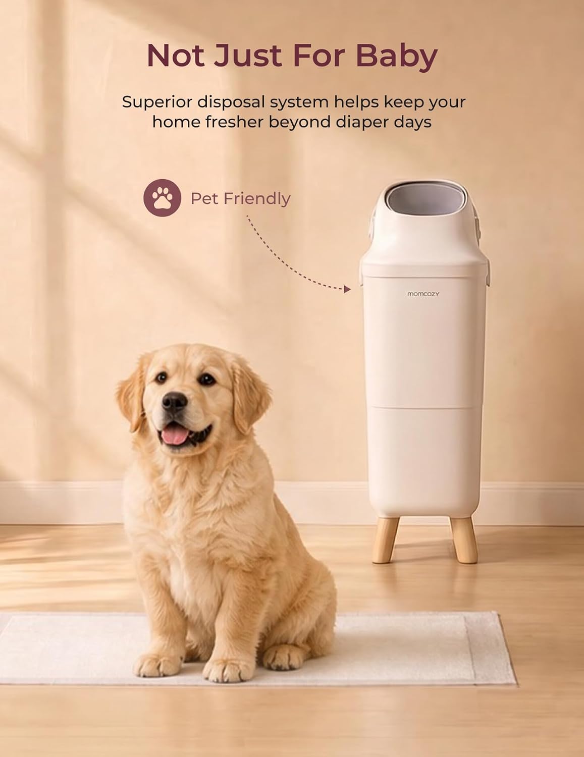 Momcozy Triple-Seal Diaper Pail with Odor Locking, Ergonomic Height Design