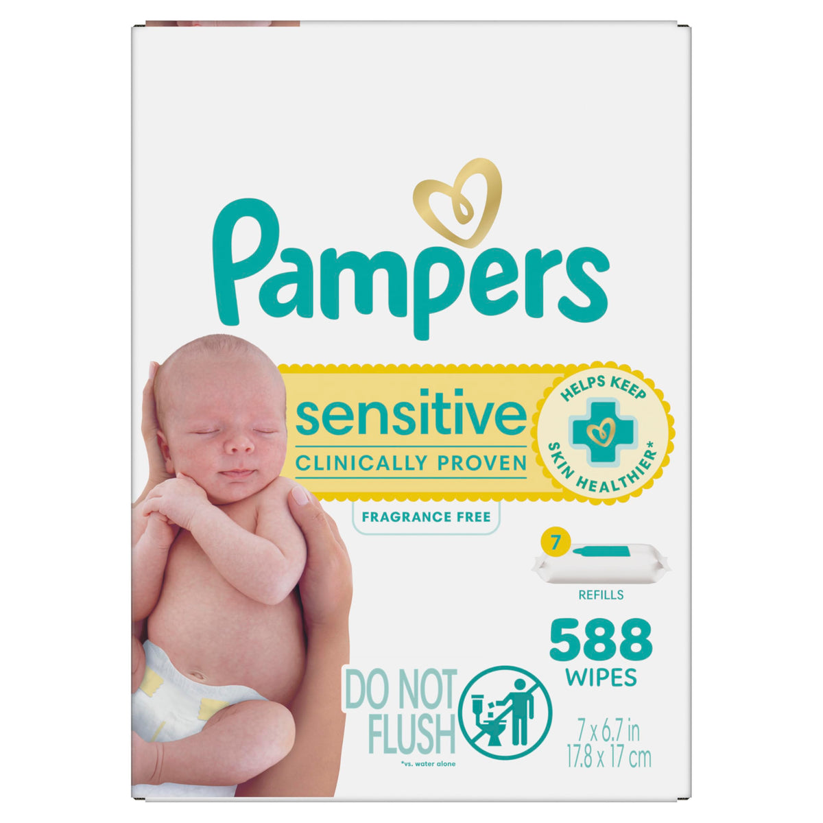 Pampers Sensitive Baby Wipes, Clinically Proven, Fragrance Free, Unscented, Water Based, Hypoallergenic, Multi-Use, 1344 Wipes Total (24X Flip-Top Packs) [Packaging May Vary]