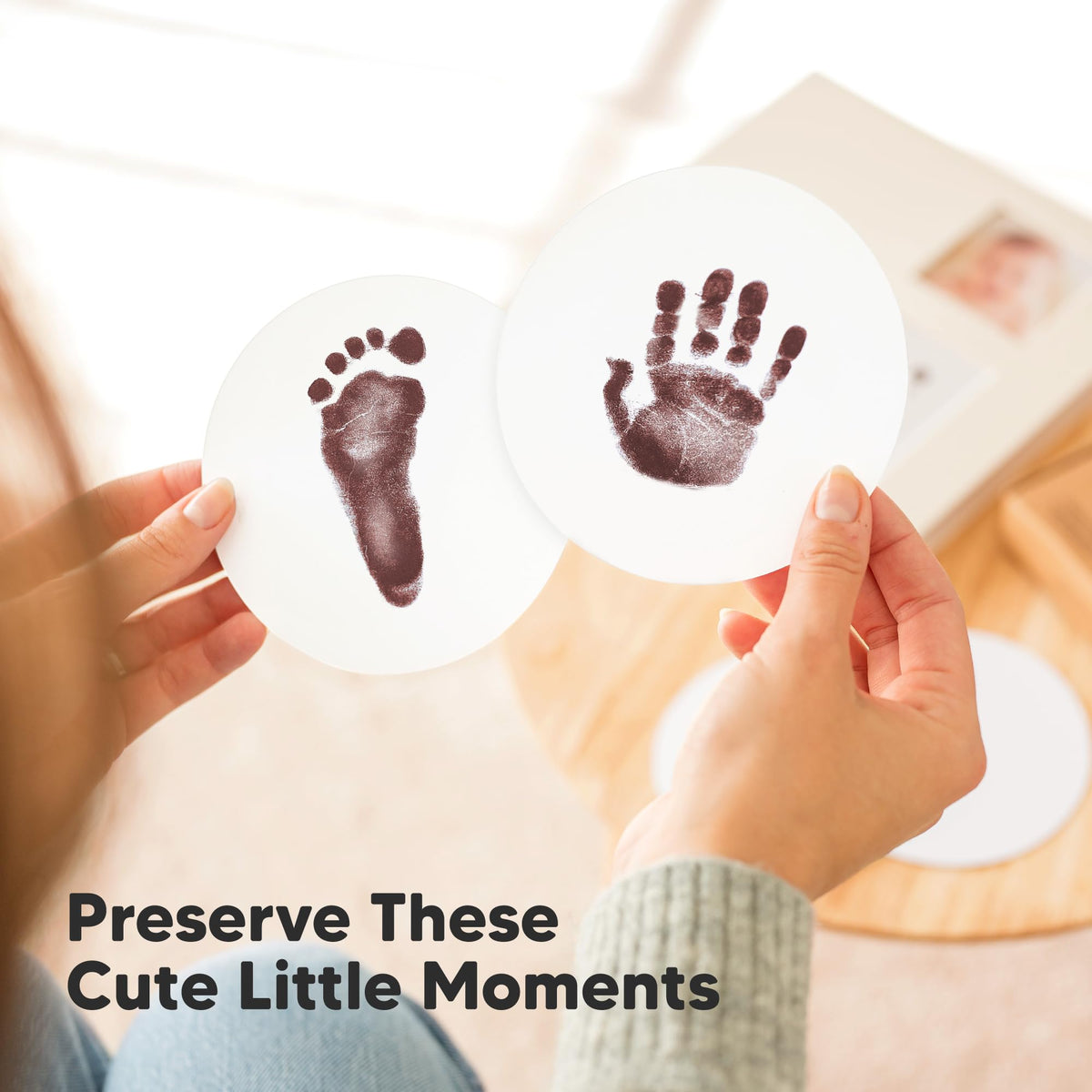 4pk Inkless Baby Hand and Footprint Kit, Mess Free Ink Pads (Jet Black, R)