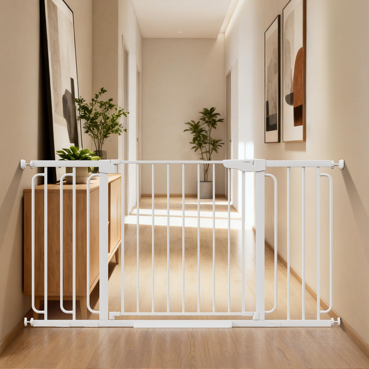 Cumbor 29.7-51.5 in Extra Wide Baby Gate for Stairs, Dog Gate Indoor Black
