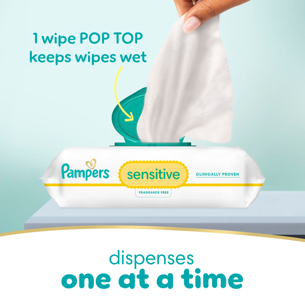 Pampers Sensitive Baby Wipes, Clinically Proven, Fragrance Free, Unscented, Water Based, Hypoallergenic, Multi-Use, 1344 Wipes Total (24X Flip-Top Packs) [Packaging May Vary]