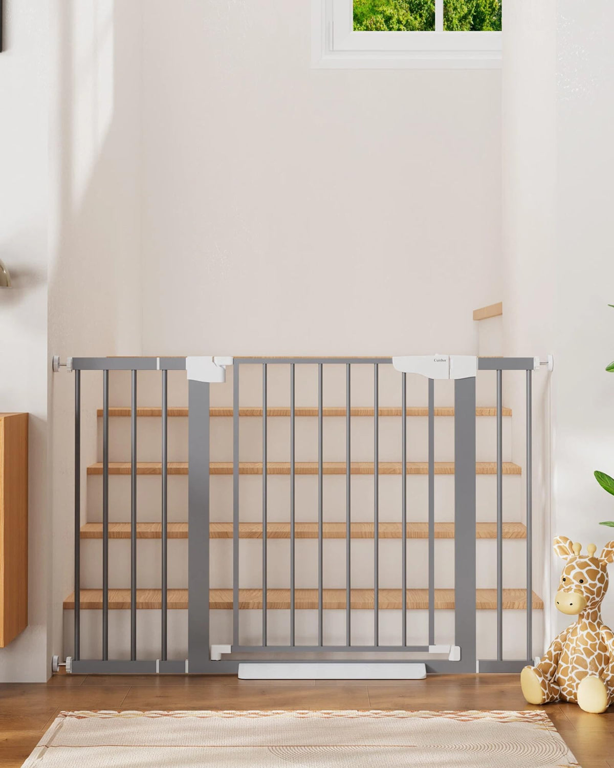 Cumbor 29.7-51.5 in Extra Wide Baby Gate for Stairs, Dog Gate Indoor Black