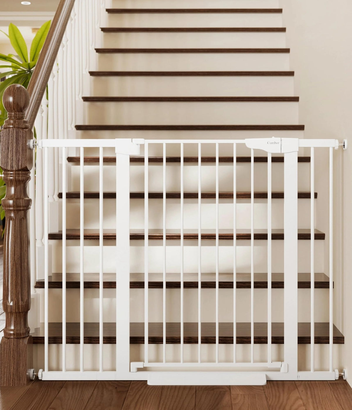 Cumbor 29.7-51.5 in Extra Wide Baby Gate for Stairs, Dog Gate Indoor Black