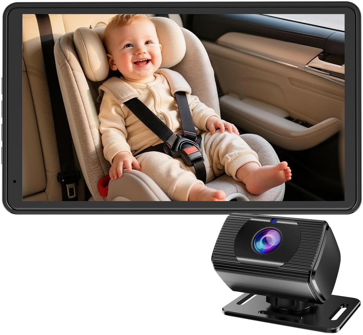 Rohent Dual Baby Car Camera for 2-Kids: 6.9'' HD Split Screen 1080P