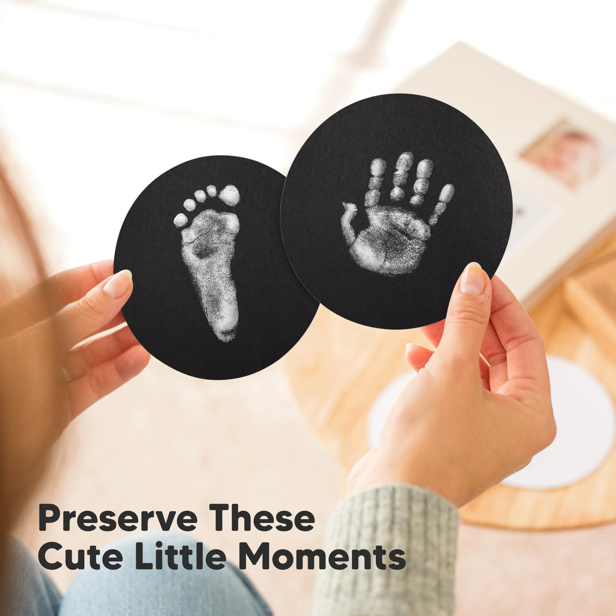 4pk Inkless Baby Hand and Footprint Kit, Mess Free Ink Pads (Jet Black, R)