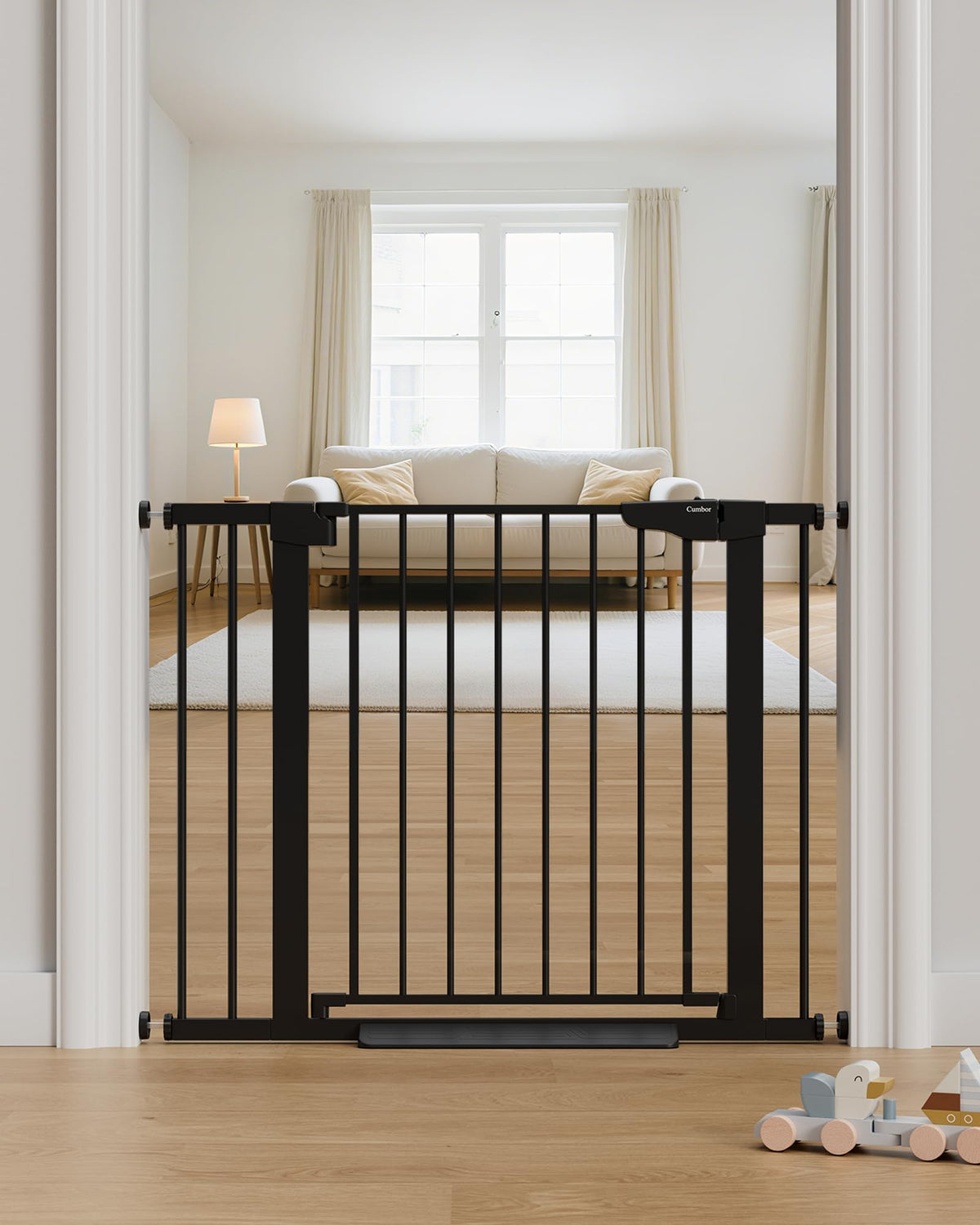 Cumbor 29.7-51.5 in Extra Wide Baby Gate for Stairs, Dog Gate Indoor Black