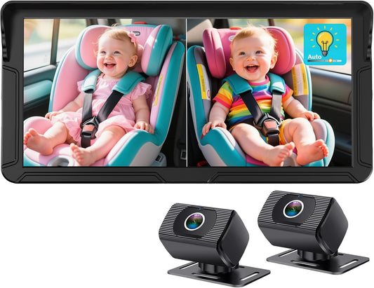 Rohent Dual Baby Car Camera for 2-Kids: 6.9'' HD Split Screen 1080P