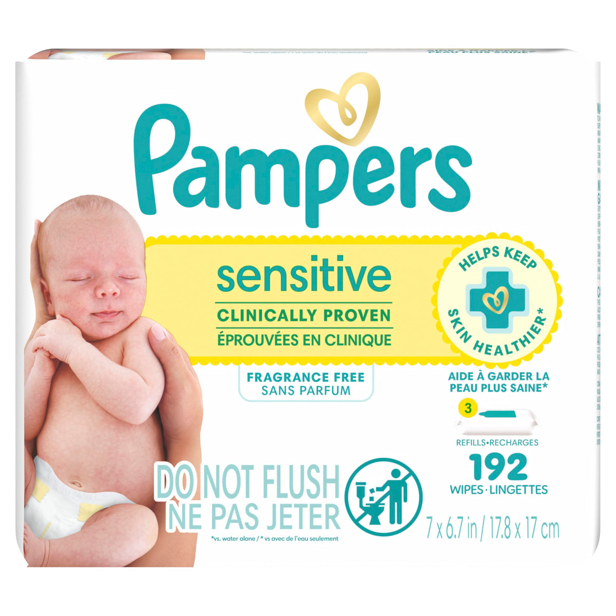 Pampers Sensitive Baby Wipes, Clinically Proven, Fragrance Free, Unscented, Water Based, Hypoallergenic, Multi-Use, 1344 Wipes Total (24X Flip-Top Packs) [Packaging May Vary]