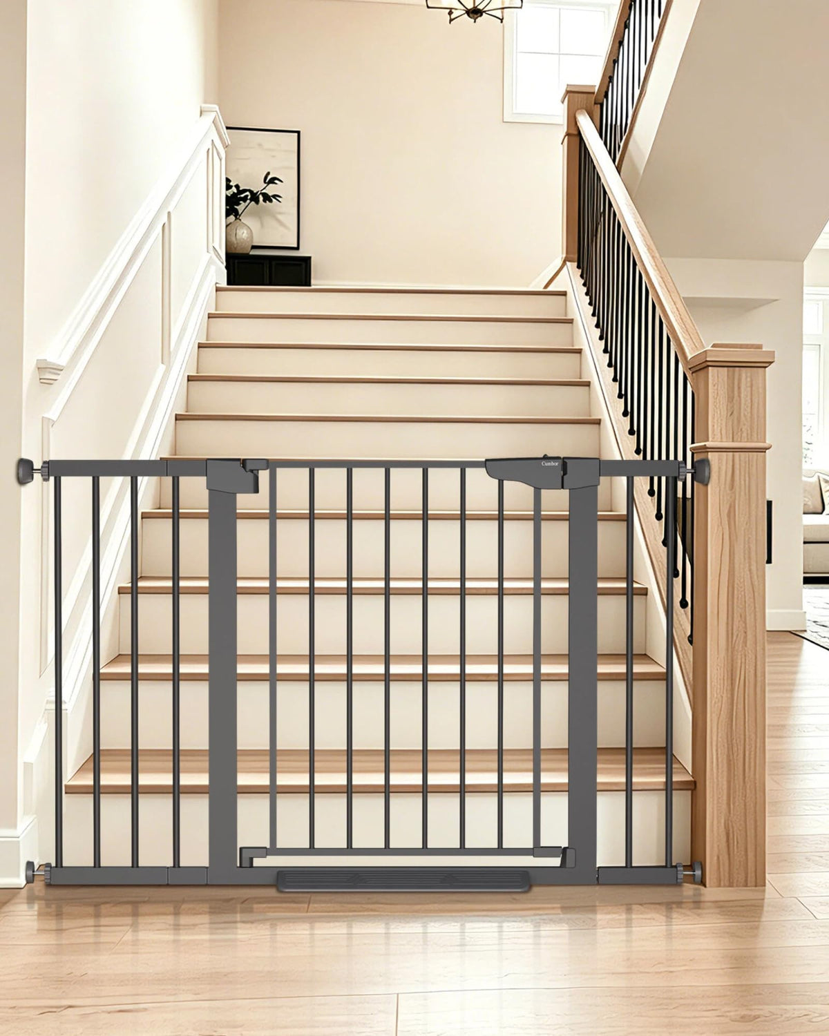 Cumbor 29.7-51.5 in Extra Wide Baby Gate for Stairs, Dog Gate Indoor Black