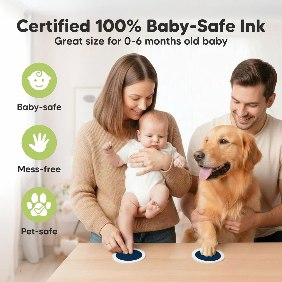 4pk Inkless Baby Hand and Footprint Kit, Mess Free Ink Pads (Jet Black, R)