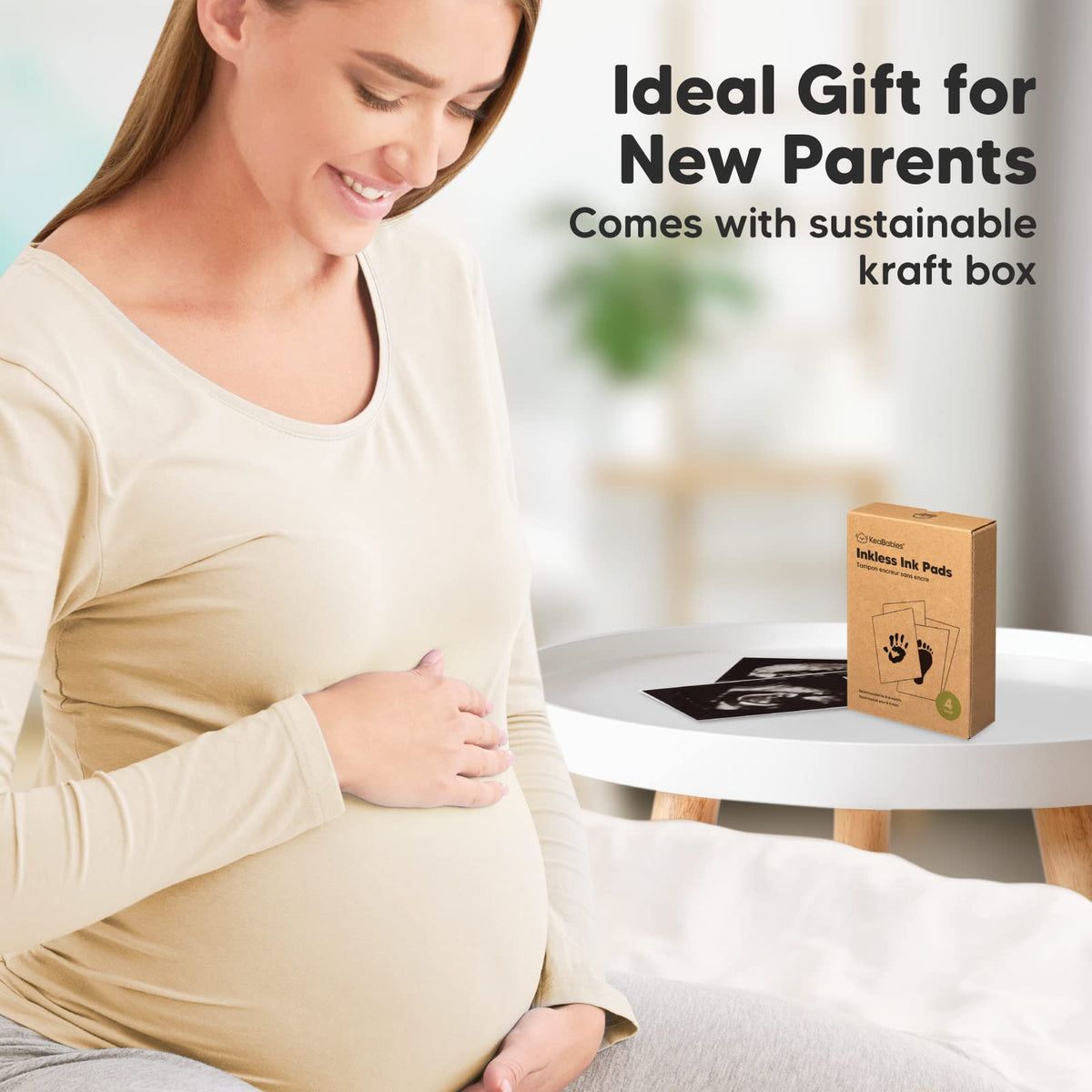 4pk Inkless Baby Hand and Footprint Kit, Mess Free Ink Pads (Jet Black, R)