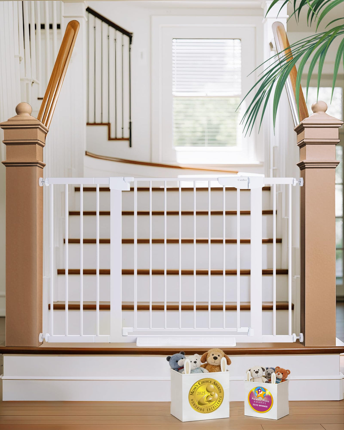 Cumbor 29.7-51.5 in Extra Wide Baby Gate for Stairs, Dog Gate Indoor Black