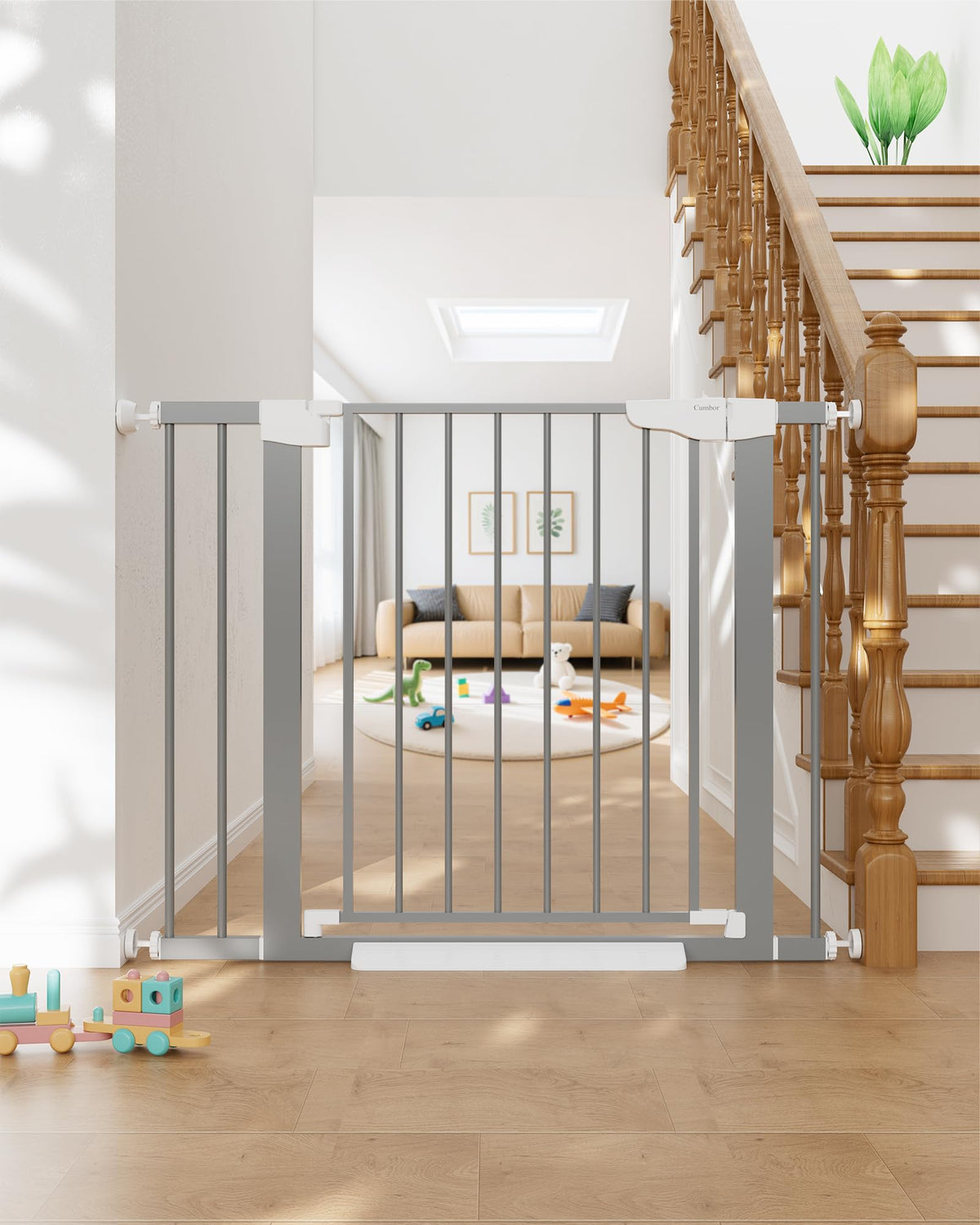 Cumbor 29.7-51.5 in Extra Wide Baby Gate for Stairs, Dog Gate Indoor Black