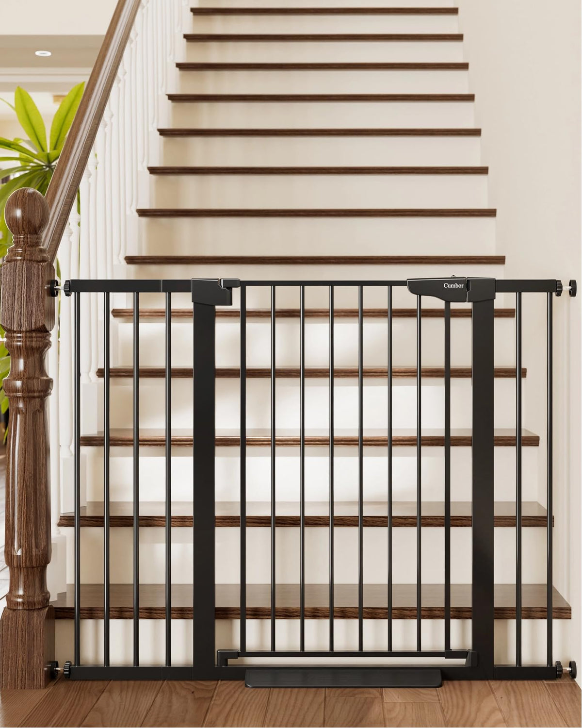 Cumbor 29.7-51.5 in Extra Wide Baby Gate for Stairs, Dog Gate Indoor Black