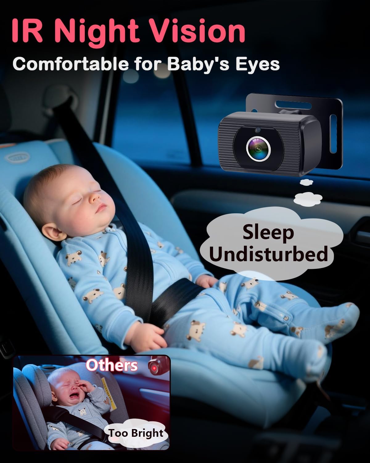 Rohent Dual Baby Car Camera for 2-Kids: 6.9'' HD Split Screen 1080P