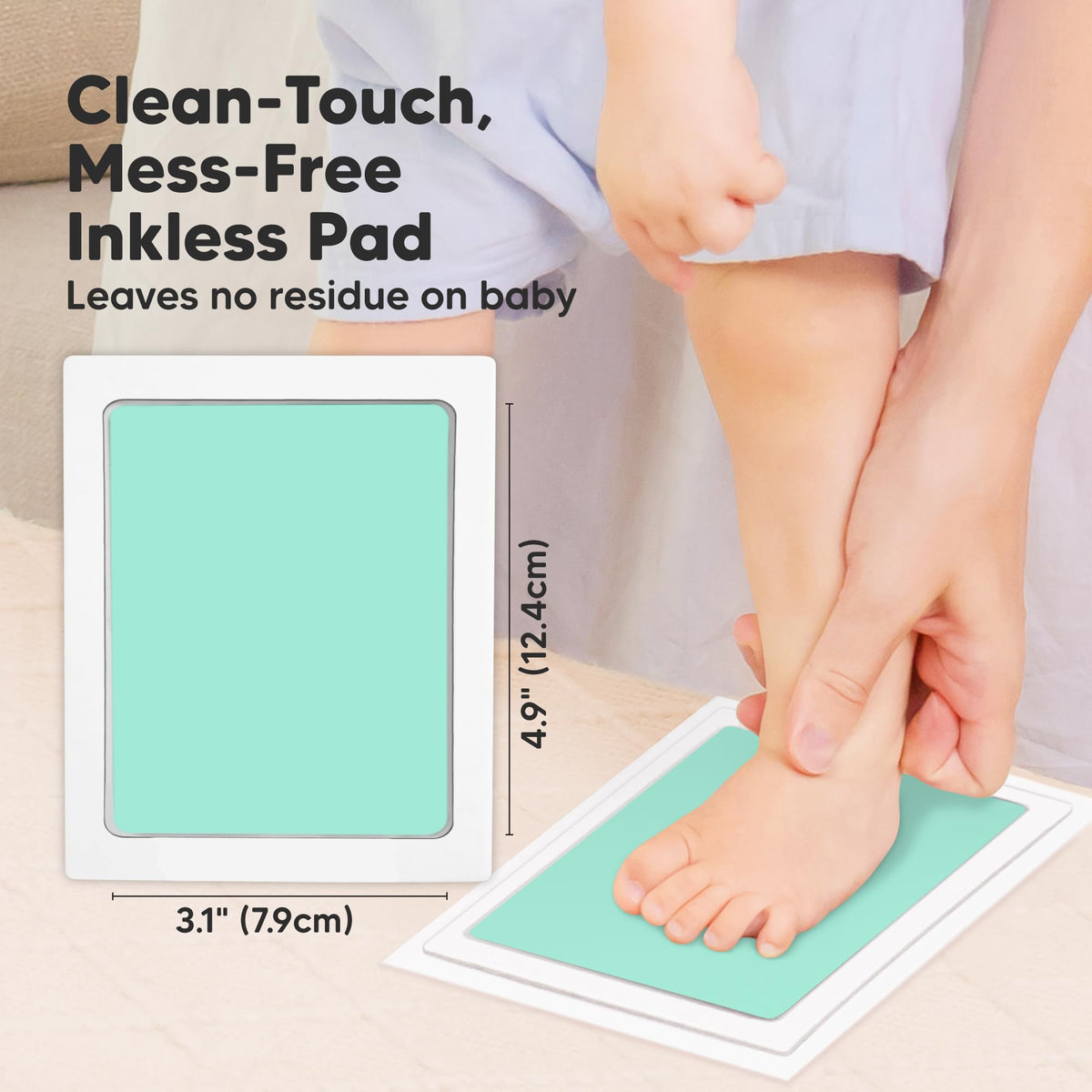 4pk Inkless Baby Hand and Footprint Kit, Mess Free Ink Pads (Jet Black, R)