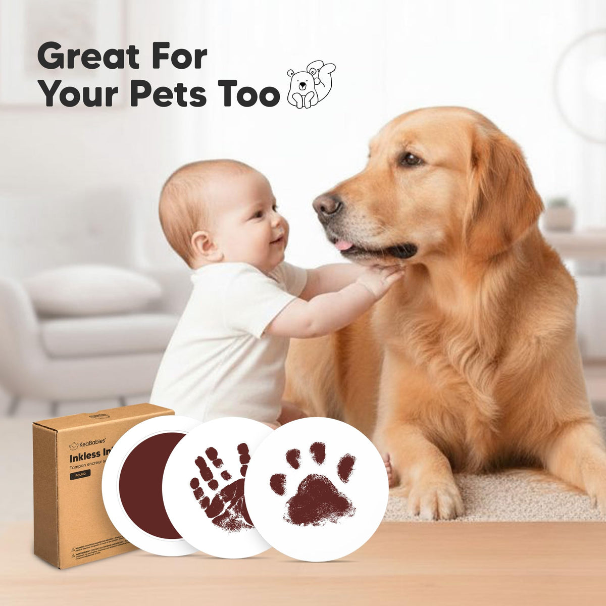 4pk Inkless Baby Hand and Footprint Kit, Mess Free Ink Pads (Jet Black, R)