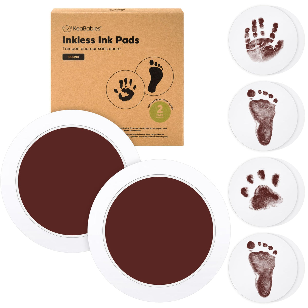 4pk Inkless Baby Hand and Footprint Kit, Mess Free Ink Pads (Jet Black, R)