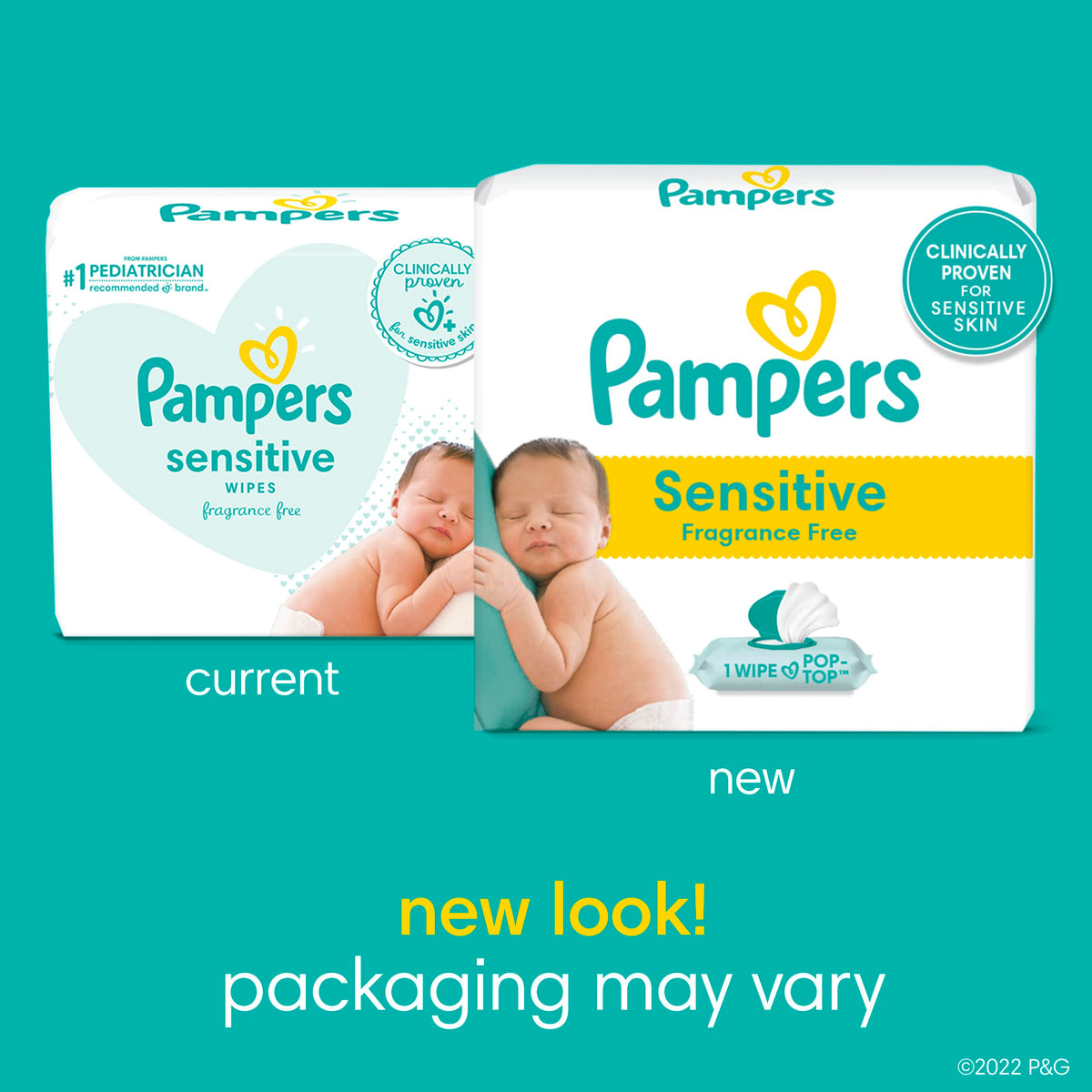 Pampers Sensitive Baby Wipes, Clinically Proven, Fragrance Free, Unscented, Water Based, Hypoallergenic, Multi-Use, 1344 Wipes Total (24X Flip-Top Packs) [Packaging May Vary]