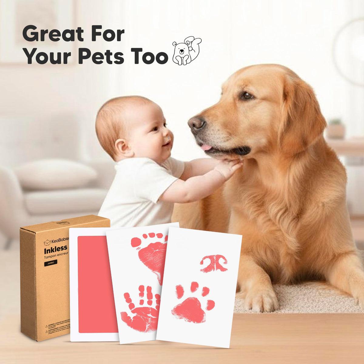 4pk Inkless Baby Hand and Footprint Kit, Mess Free Ink Pads (Jet Black, R)