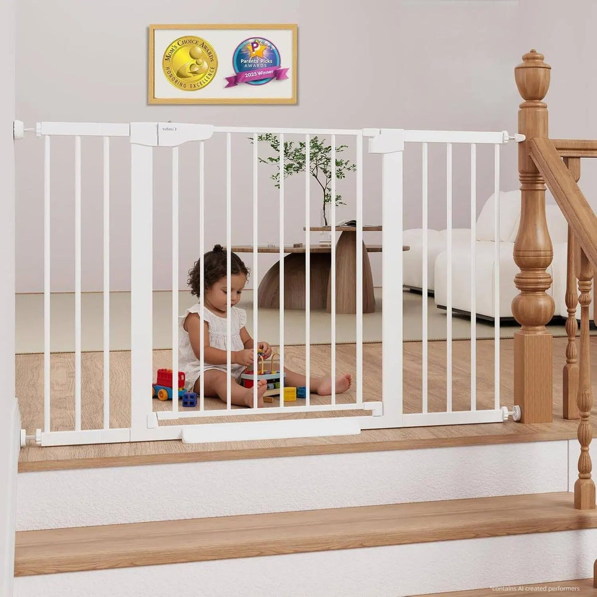 Cumbor 29.7-51.5 in Extra Wide Baby Gate for Stairs, Dog Gate Indoor Black