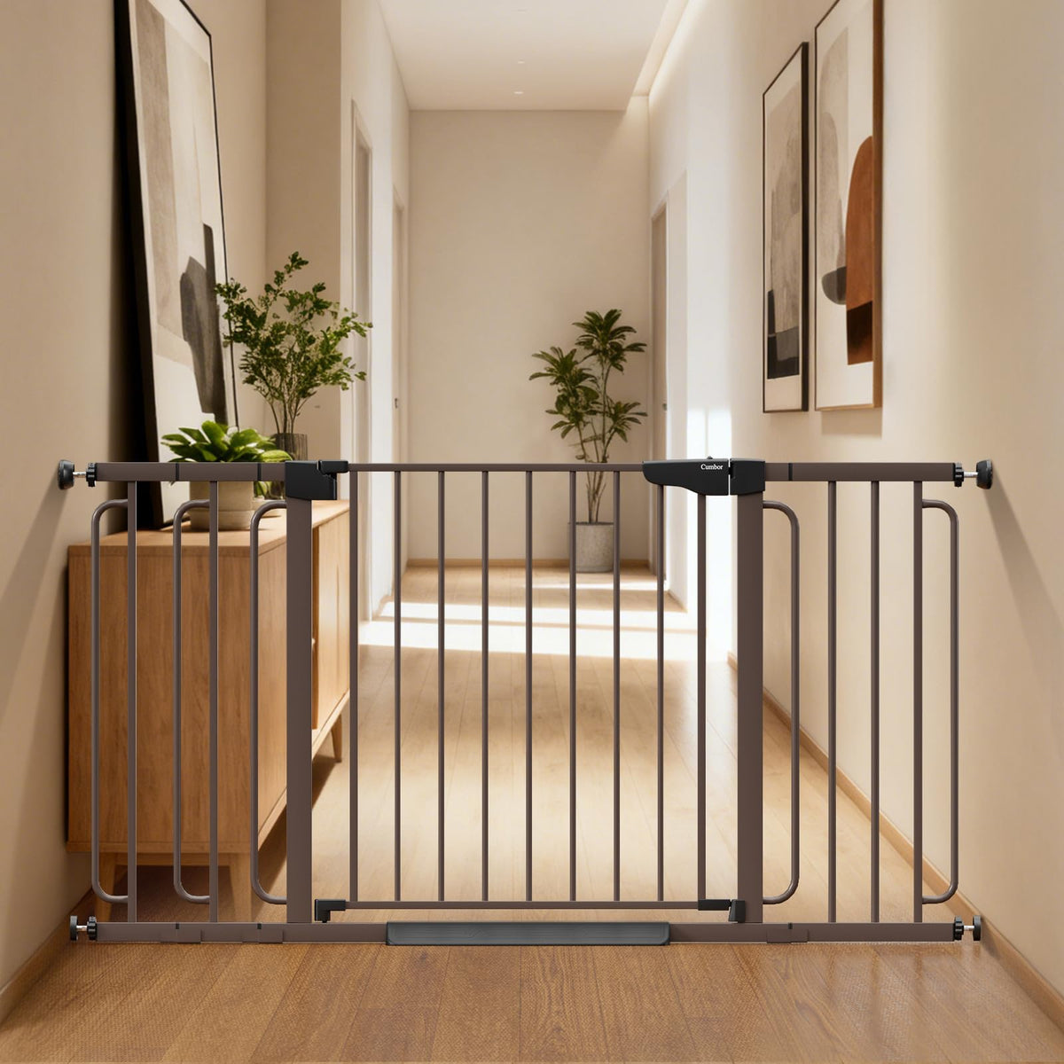Cumbor 29.7-51.5 in Extra Wide Baby Gate for Stairs, Dog Gate Indoor Black