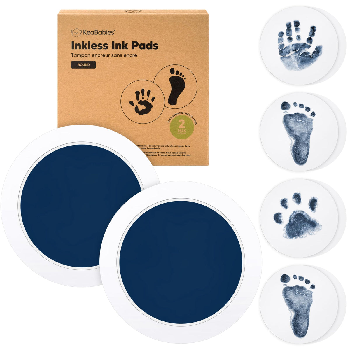 4pk Inkless Baby Hand and Footprint Kit, Mess Free Ink Pads (Jet Black, R)