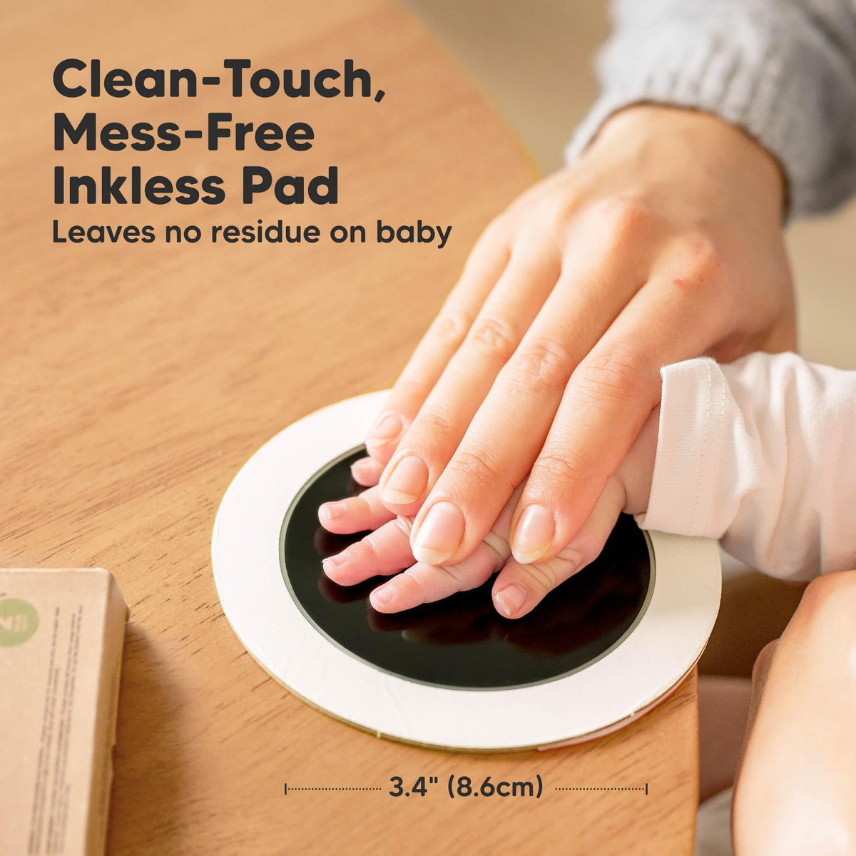 4pk Inkless Baby Hand and Footprint Kit, Mess Free Ink Pads (Jet Black, R)