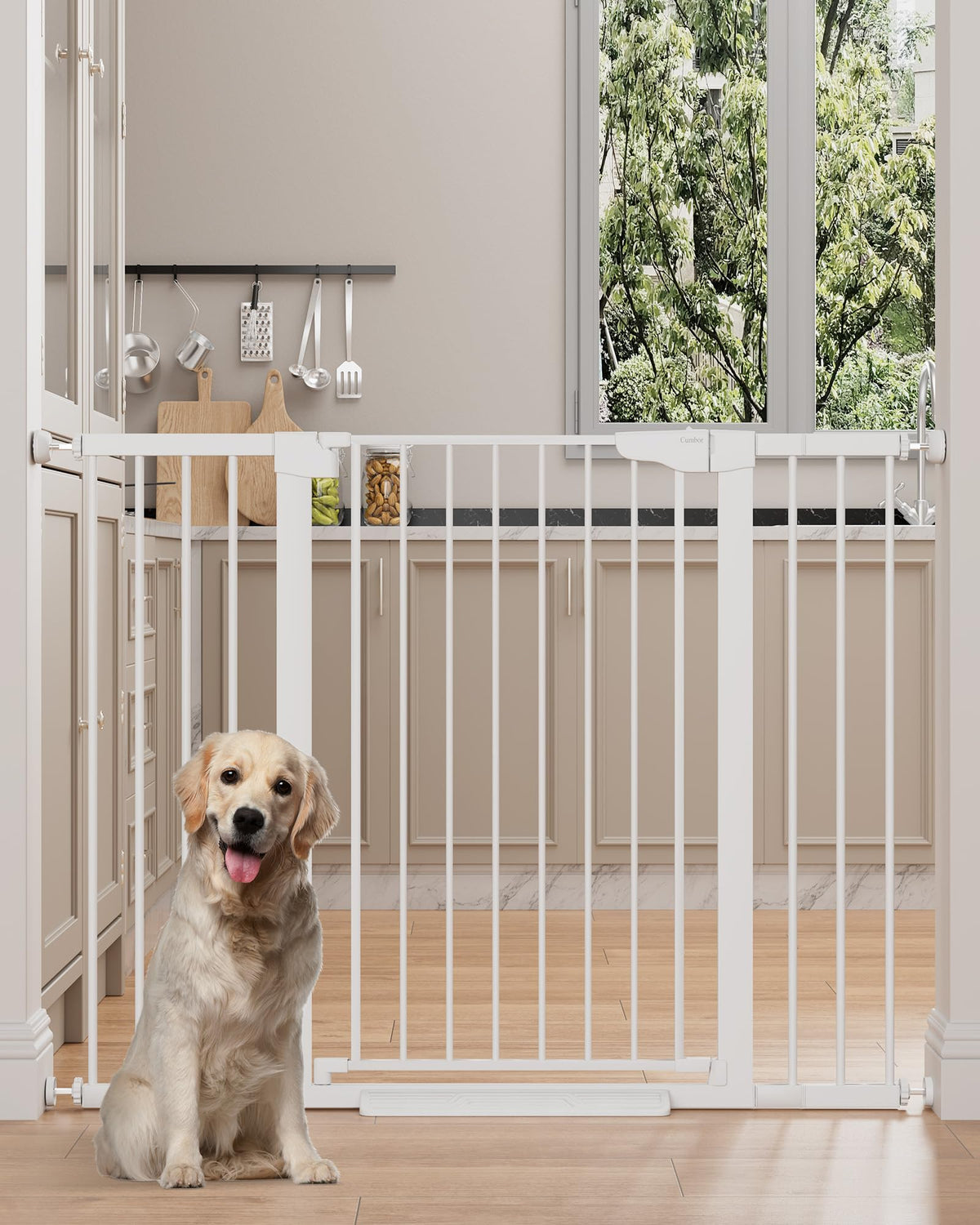 Cumbor 29.7-51.5 in Extra Wide Baby Gate for Stairs, Dog Gate Indoor Black