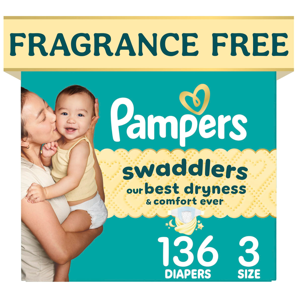 Pampers Swaddlers Newborn Diapers, Size Newborn (<10 lbs), 84 Count, Fragrance Free, Hypoallergenic, Absorbent, Pediatrician Recommended, Skin Safe