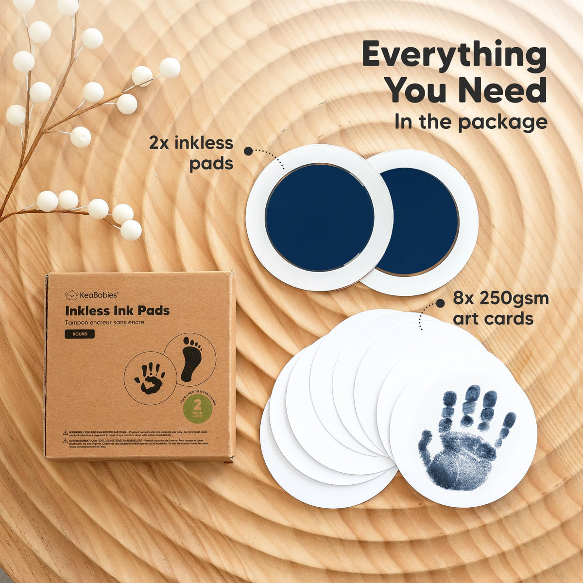 4pk Inkless Baby Hand and Footprint Kit, Mess Free Ink Pads (Jet Black, R)