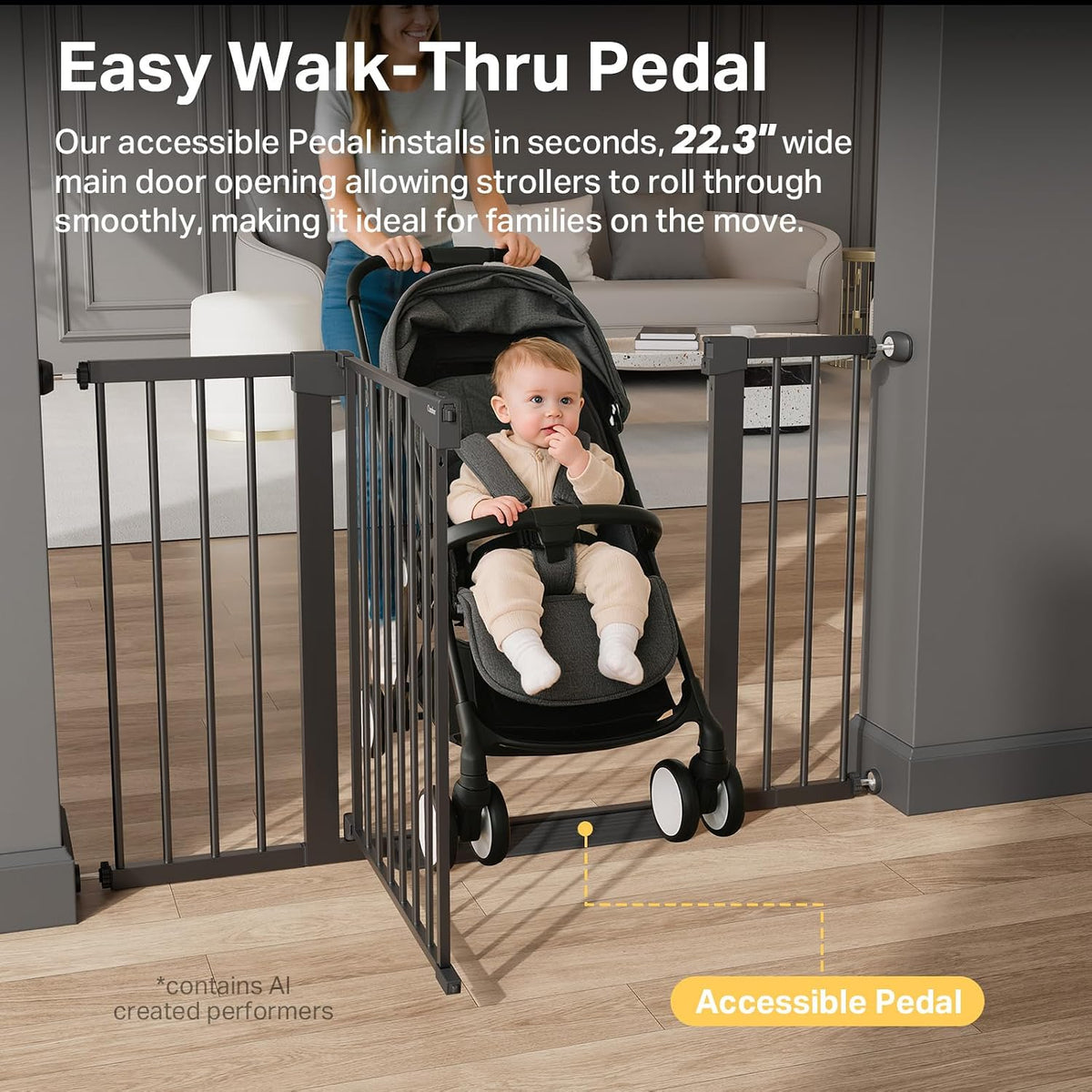 Cumbor 29.7-51.5 in Extra Wide Baby Gate for Stairs, Dog Gate Indoor Black