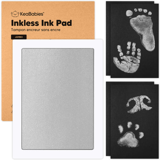 4pk Inkless Baby Hand and Footprint Kit, Mess Free Ink Pads (Jet Black, R)
