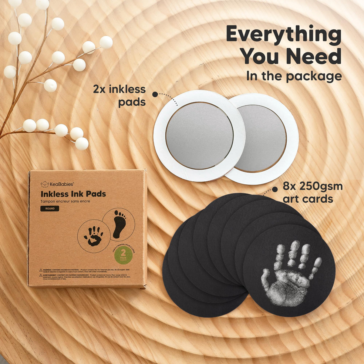 4pk Inkless Baby Hand and Footprint Kit, Mess Free Ink Pads (Jet Black, R)