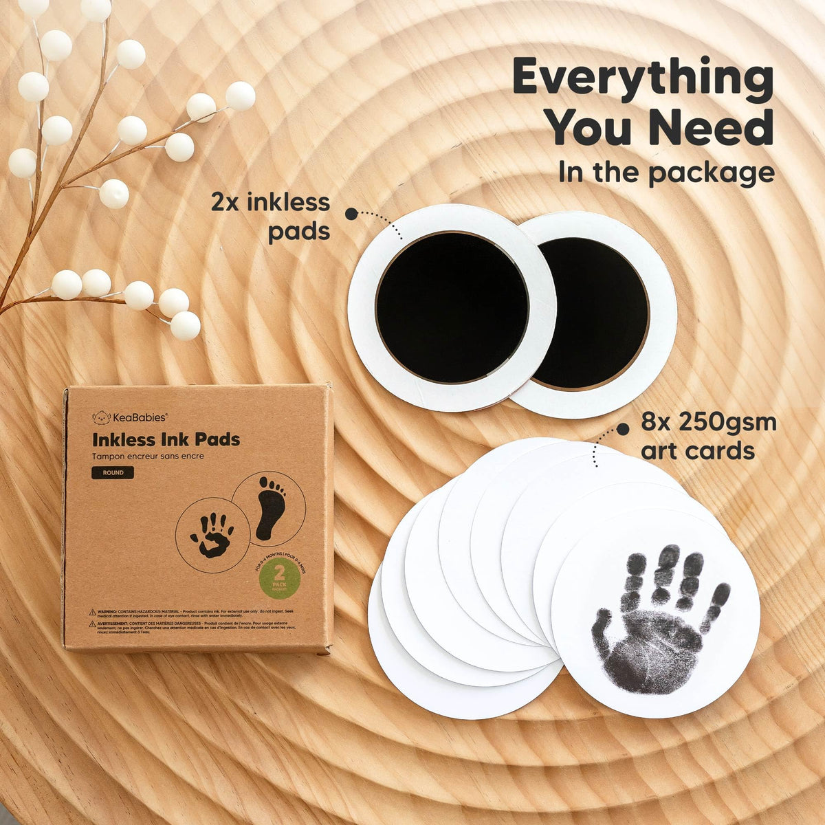4pk Inkless Baby Hand and Footprint Kit, Mess Free Ink Pads (Jet Black, R)