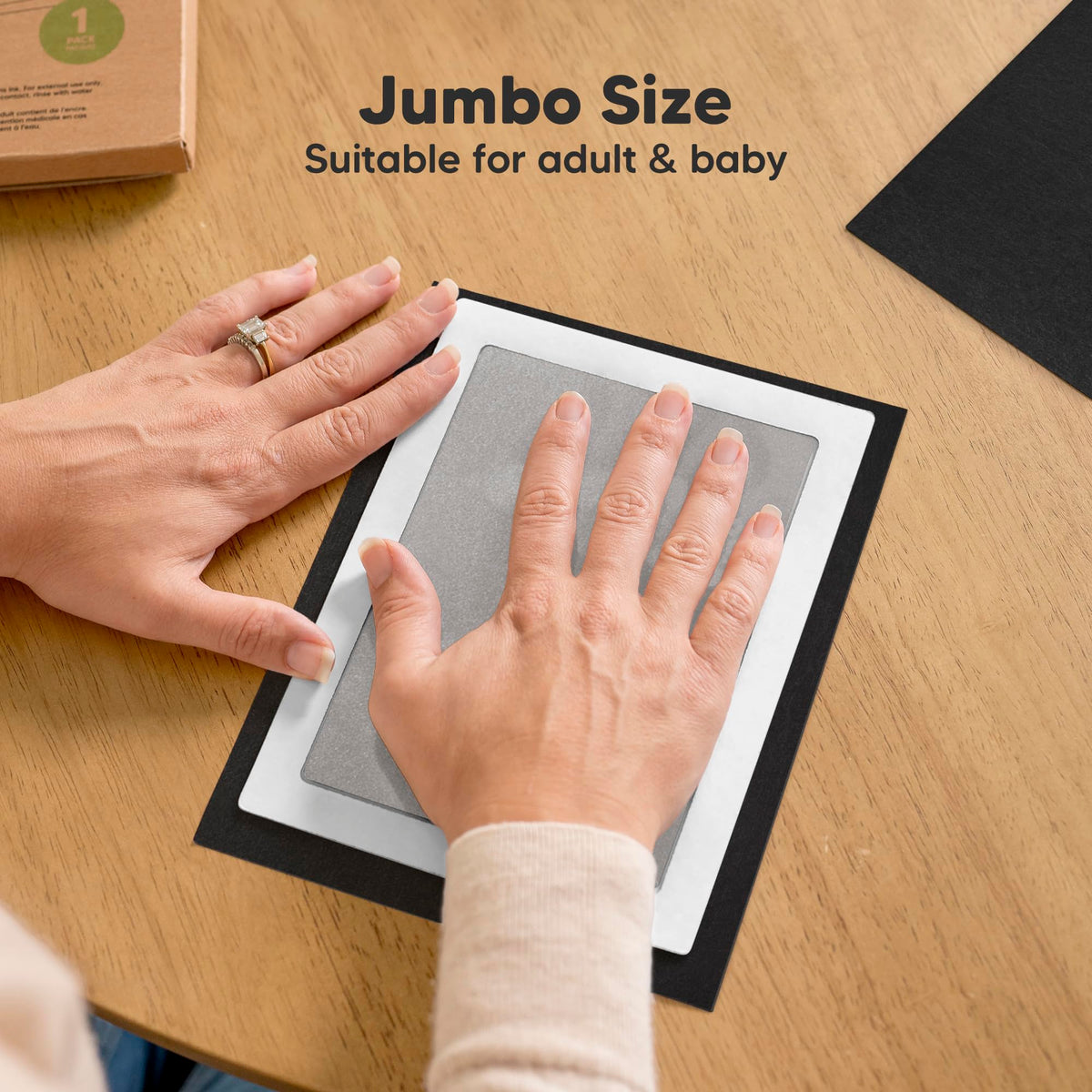 4pk Inkless Baby Hand and Footprint Kit, Mess Free Ink Pads (Jet Black, R)