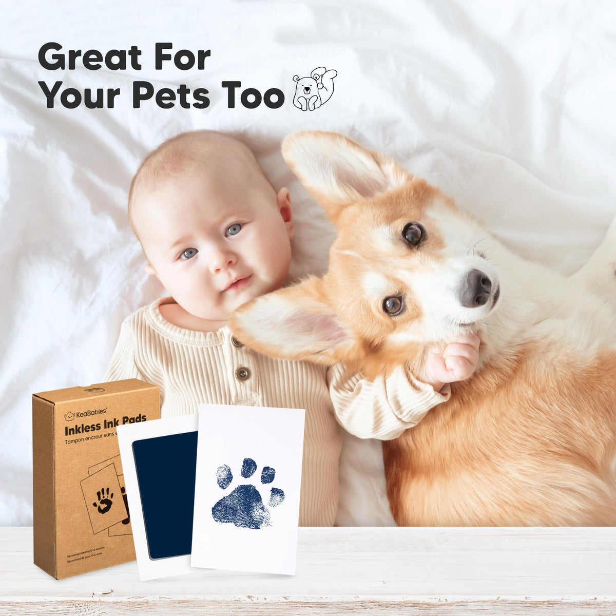 4pk Inkless Baby Hand and Footprint Kit, Mess Free Ink Pads (Jet Black, R)